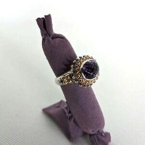 Barbara Bixby Sterling Silver & 18kt. Yellow Gold Amethyst Ring Size 6.5